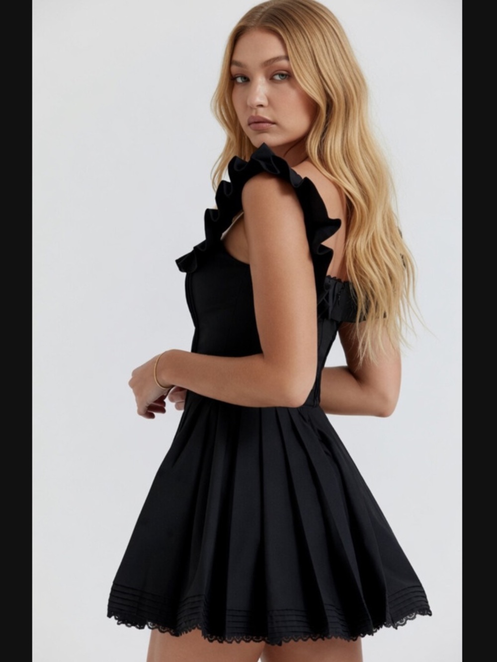 HOUSE OF CB 'Jemima' Black Pin Tuck Pleated Dress /Size S-US 4-6 $239 - Picture 4 of 10